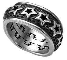 Silver Star Pattern Band Ring